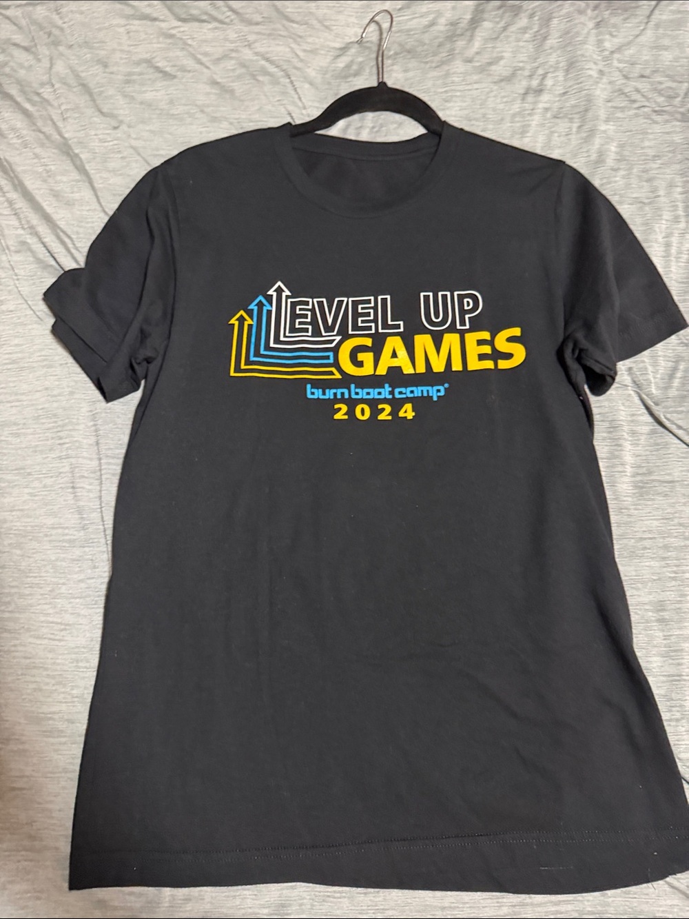 Burn Boot Camp Level Up Games 2024 Black Graphic Tee